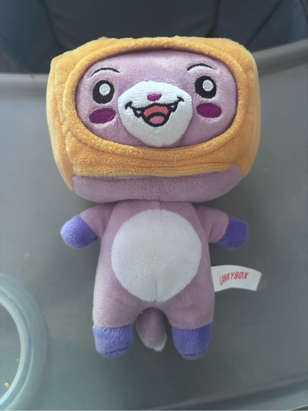Purple Plush Toy with Yellow Helmet